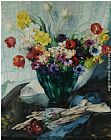 Vase de Fleurs et Rideau Blanc by Fernand Toussaint